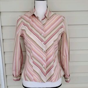 Women's Sag Harbor Striped Long Sleeve Blouse 6P